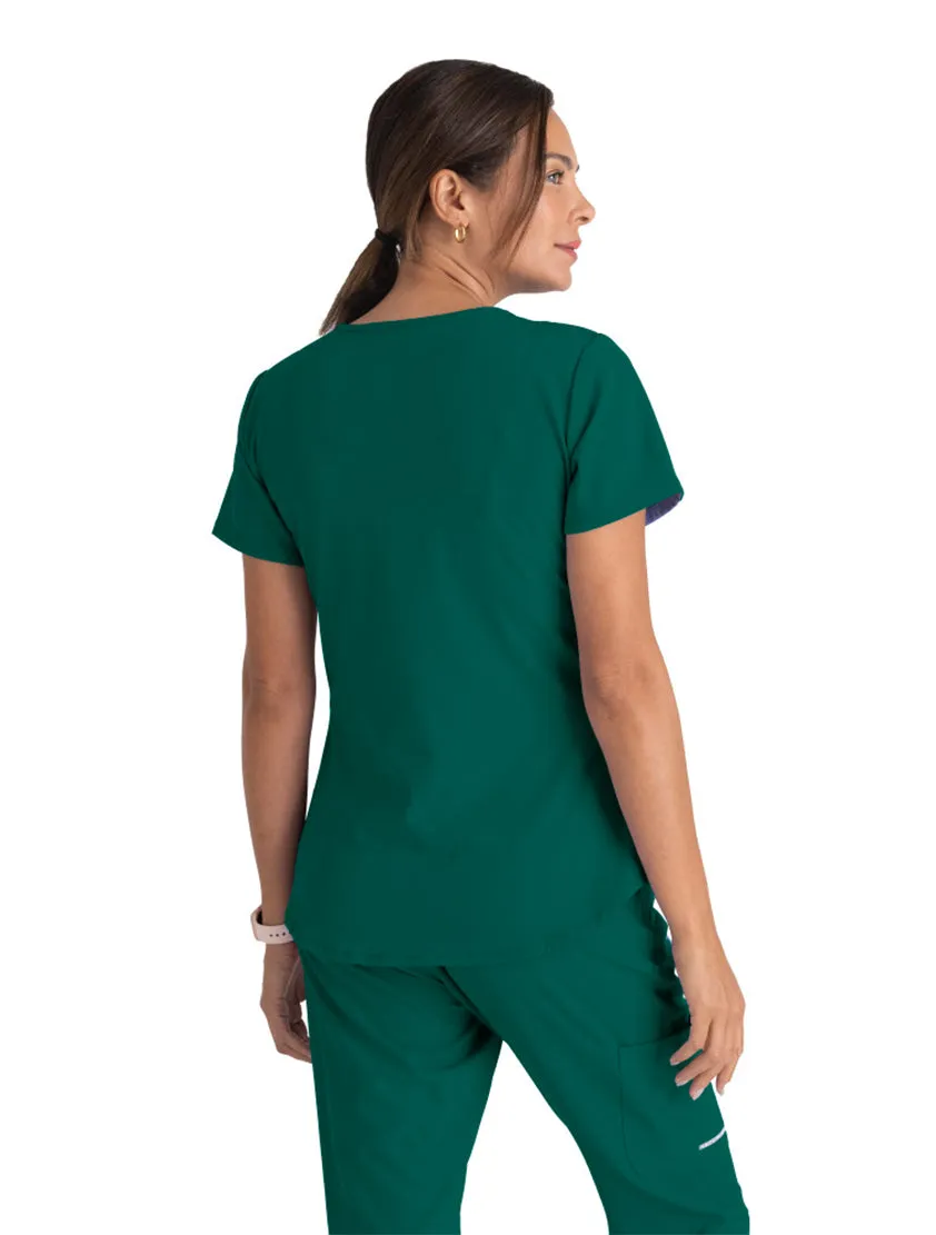 Skechers™ by Barco Breeze 3-Pocket Curved V-Neck Scrub Top-Plus