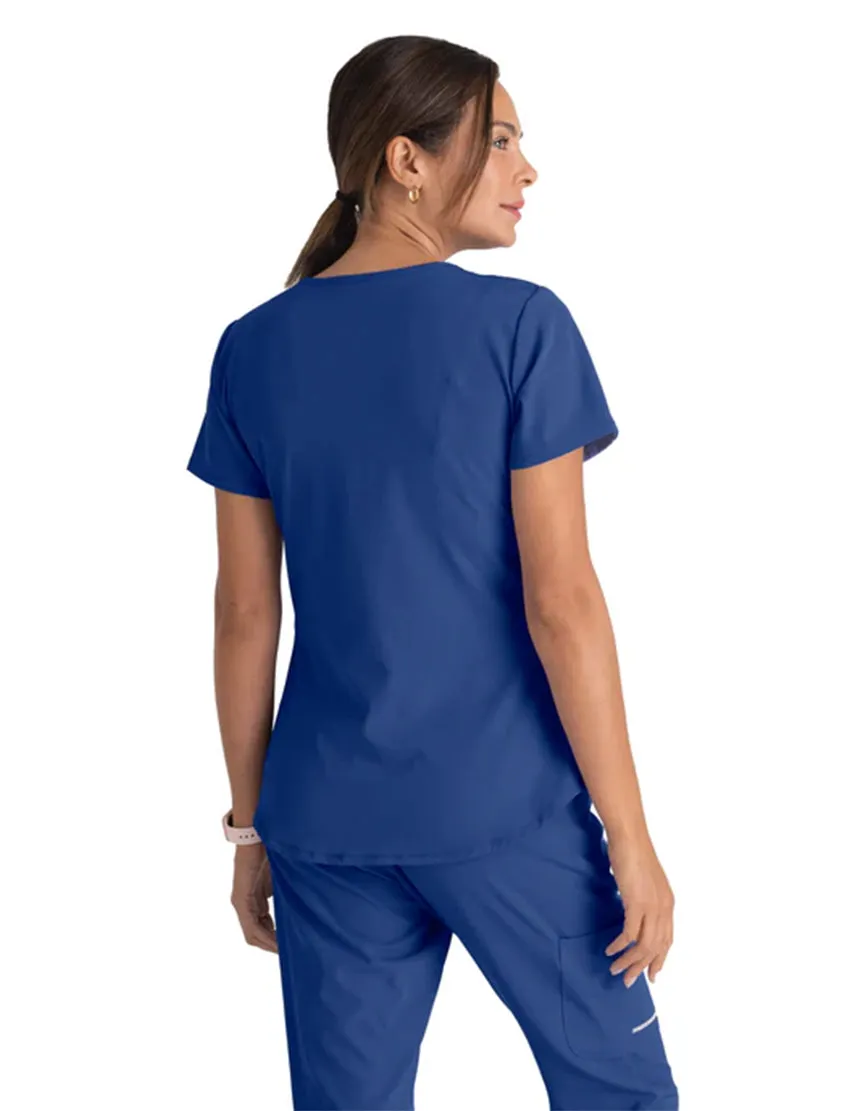 Skechers™ by Barco Breeze 3-Pocket Curved V-Neck Scrub Top-Plus