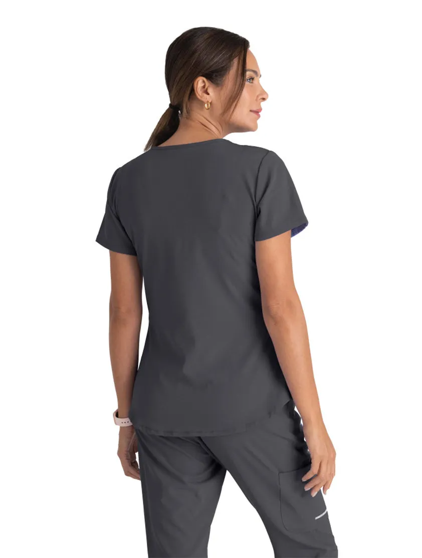Skechers™ by Barco Breeze 3-Pocket Curved V-Neck Scrub Top-Plus