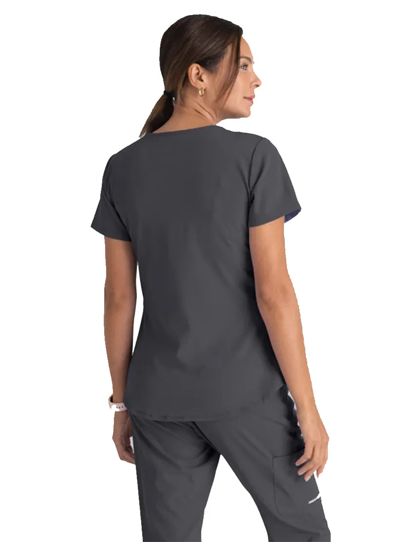 Skechers™ by Barco Breeze 3-Pocket Curved V-Neck Scrub Top-Plus