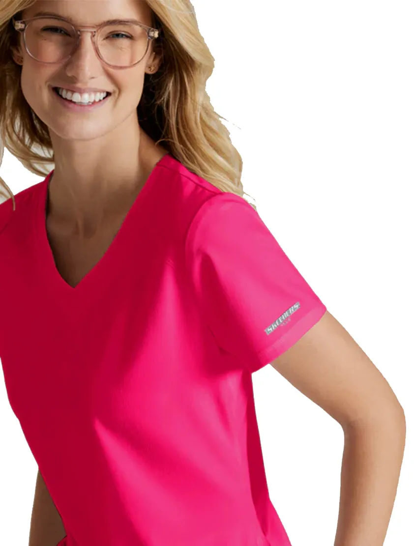 Skechers™ by Barco Breeze 3-Pocket Curved V-Neck Scrub Top-Plus