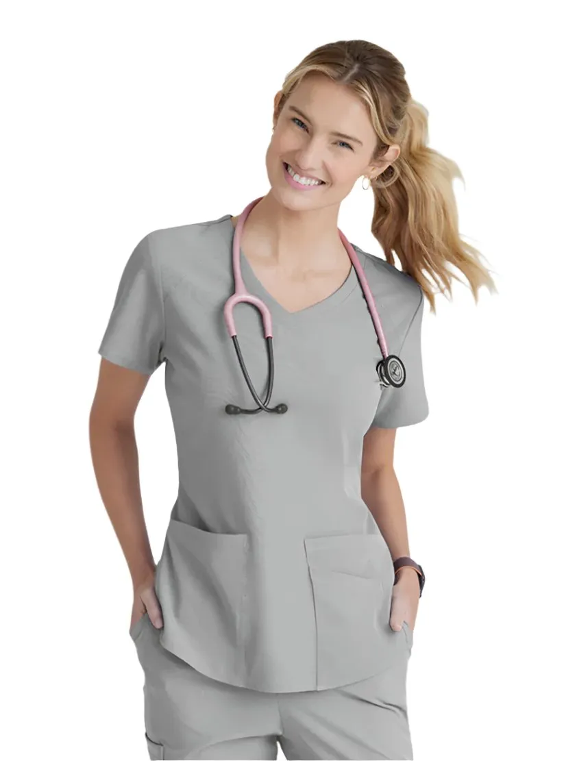 Skechers™ by Barco Breeze 3-Pocket Curved V-Neck Scrub Top-Plus