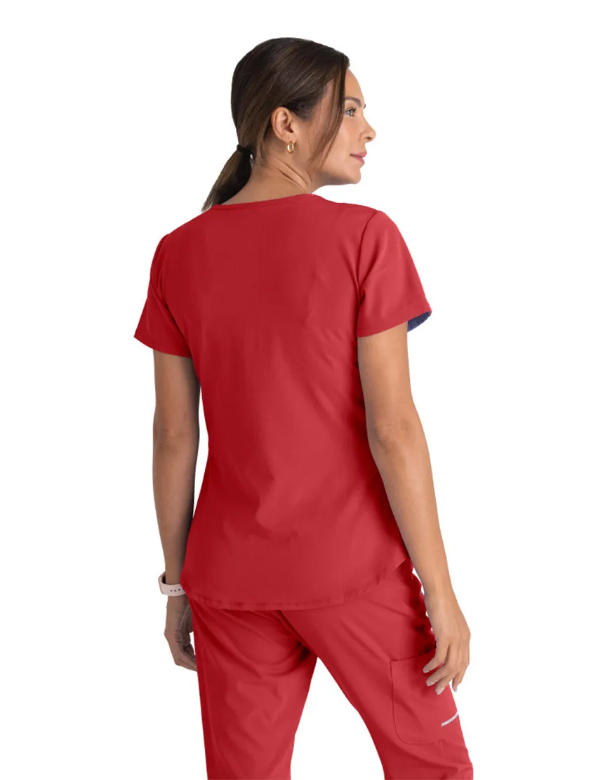 Skechers™ by Barco Breeze 3-Pocket Curved V-Neck Scrub Top-Plus