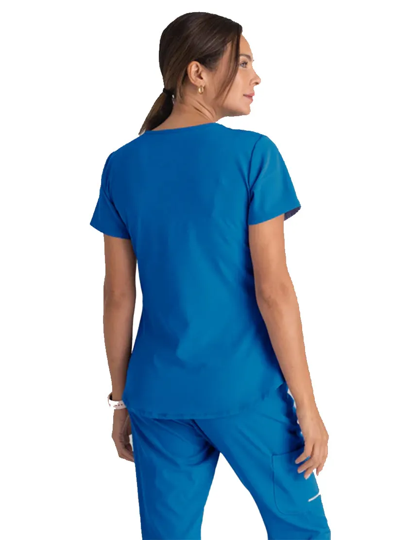 Skechers™ by Barco Breeze 3-Pocket Curved V-Neck Scrub Top-Plus