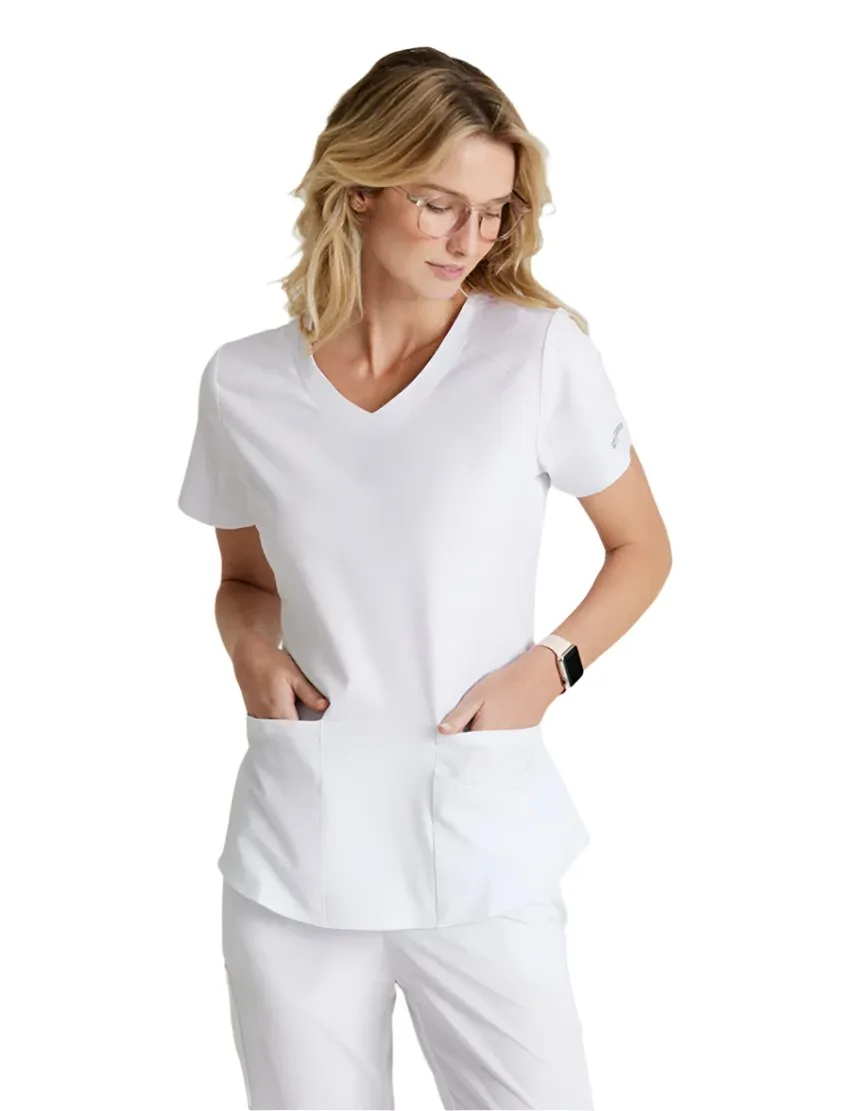 Skechers™ by Barco Breeze 3-Pocket Curved V-Neck Scrub Top-Plus