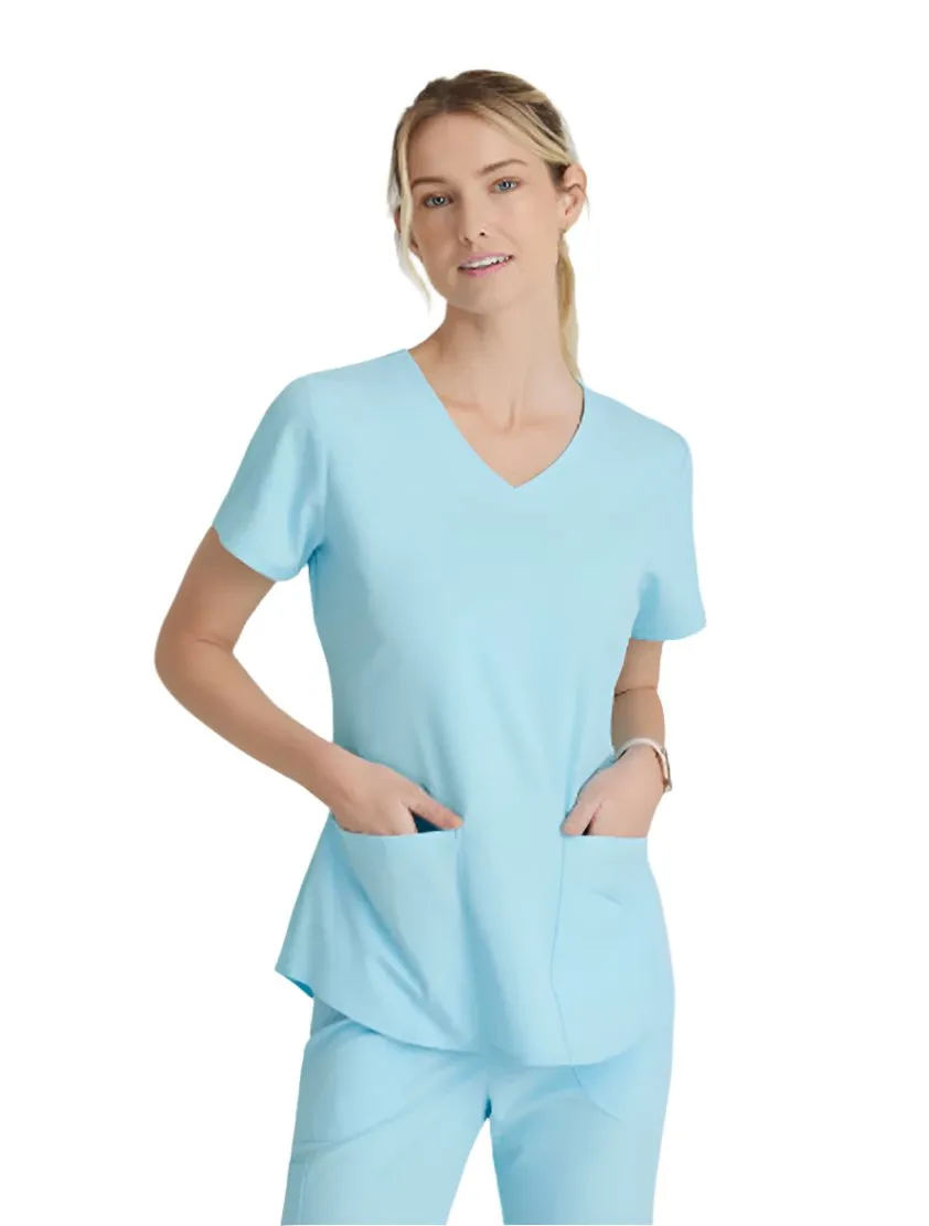 Skechers™ by Barco Breeze 3-Pocket Curved V-Neck Scrub Top-Plus