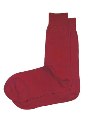 Solid Maroon Cotton Dress Socks By Paul Malone
