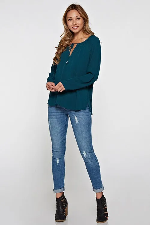 Solid Tie Front Top