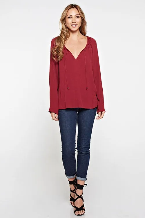 Solid Tie Front Top