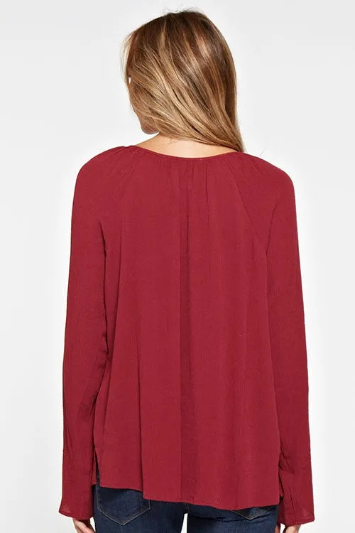 Solid Tie Front Top
