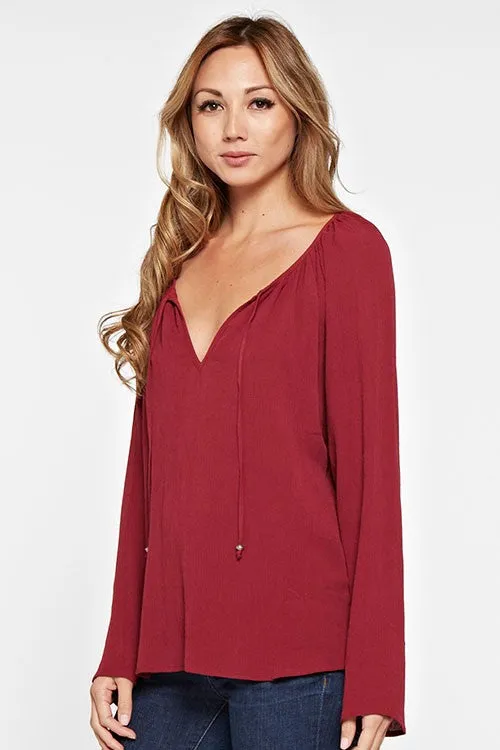 Solid Tie Front Top