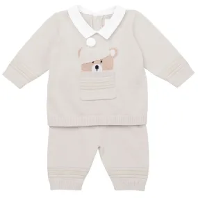 Stone 2 Piece Knitted Teddy Set & Hat