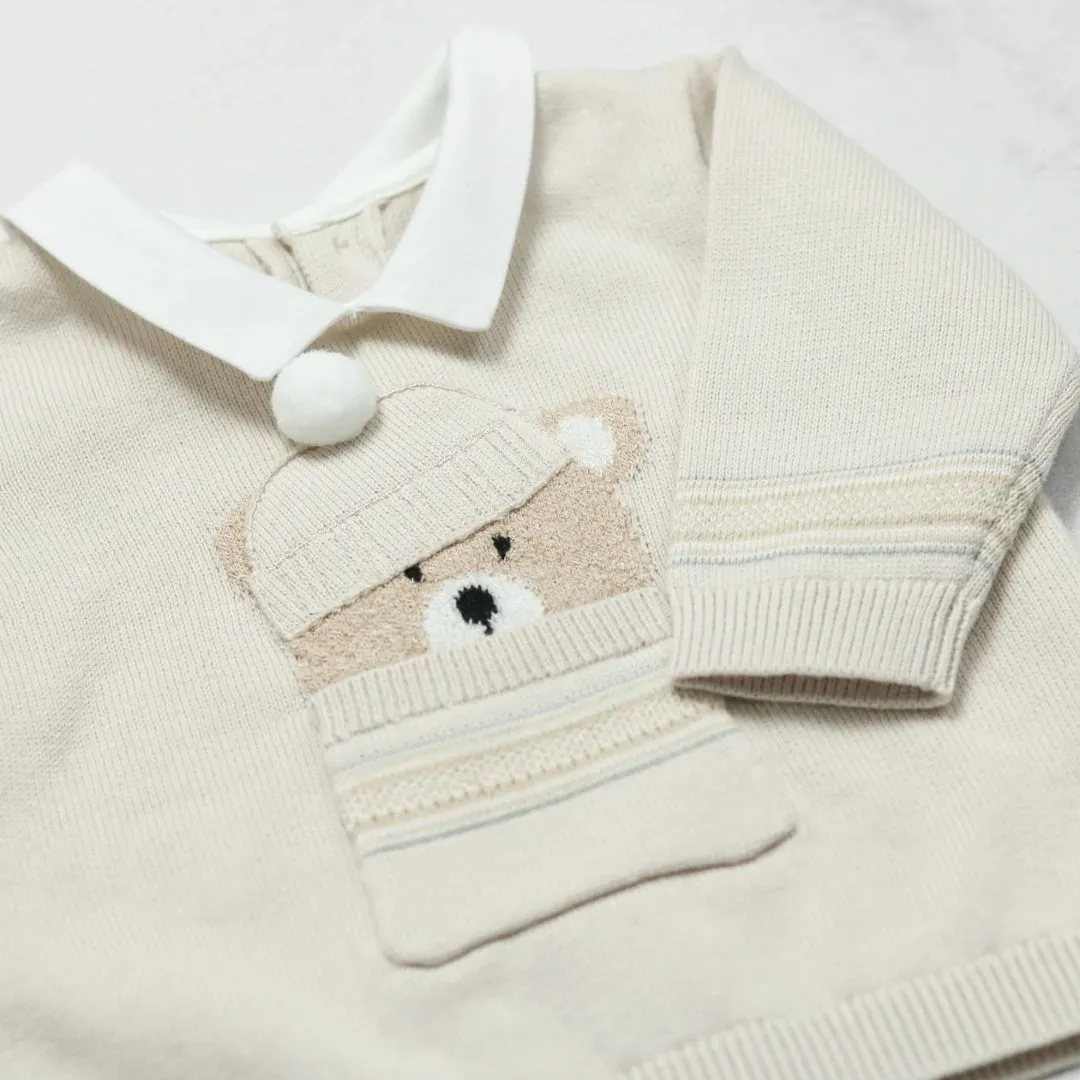 Stone 2 Piece Knitted Teddy Set & Hat