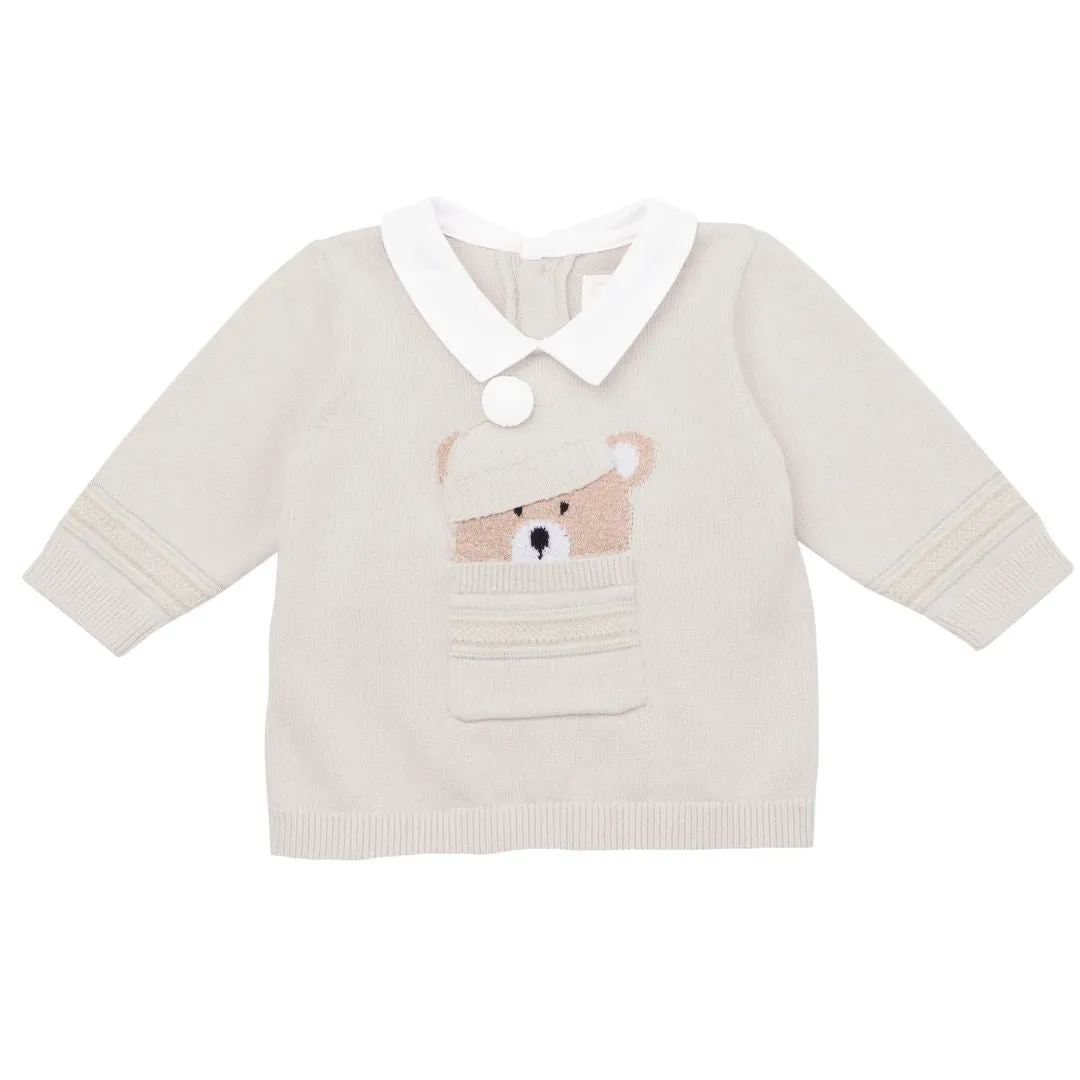 Stone 2 Piece Knitted Teddy Set & Hat