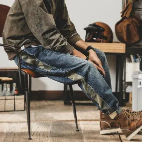Straight Fit Contrast Jeans P0783