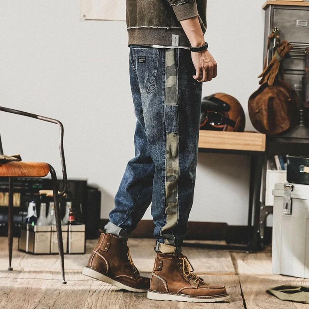 Straight Fit Contrast Jeans P0783
