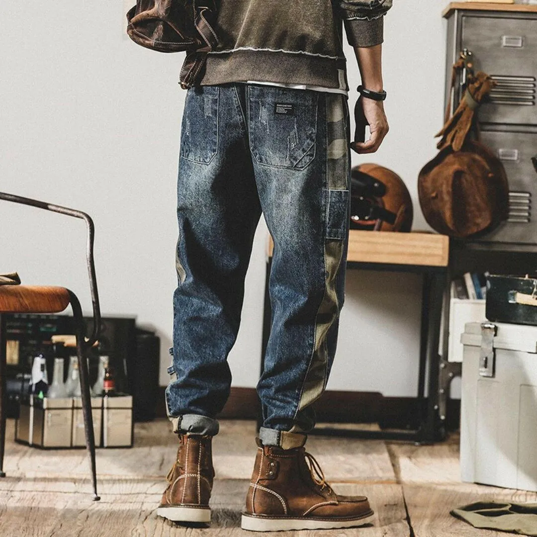 Straight Fit Contrast Jeans P0783