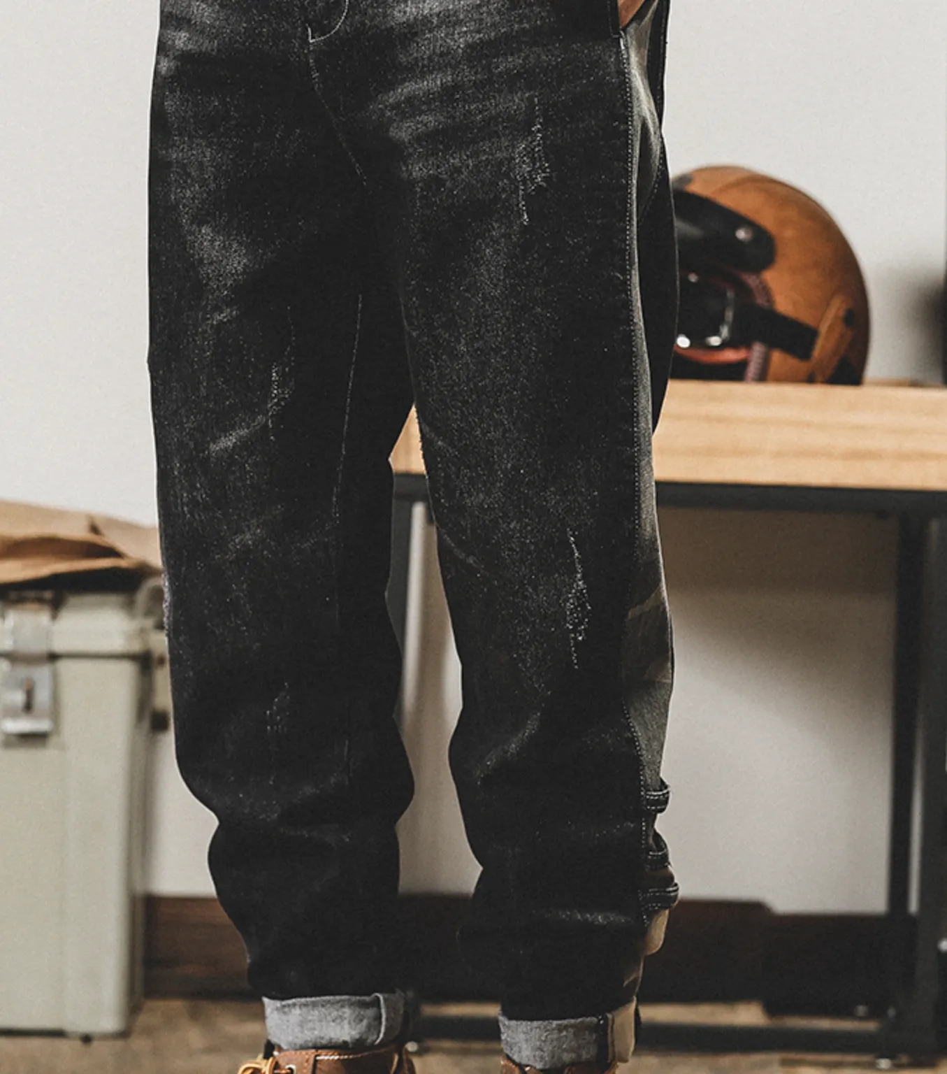 Straight Fit Contrast Jeans P0783