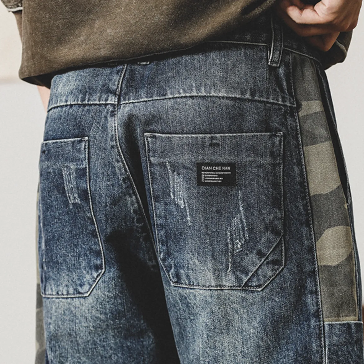 Straight Fit Contrast Jeans P0783