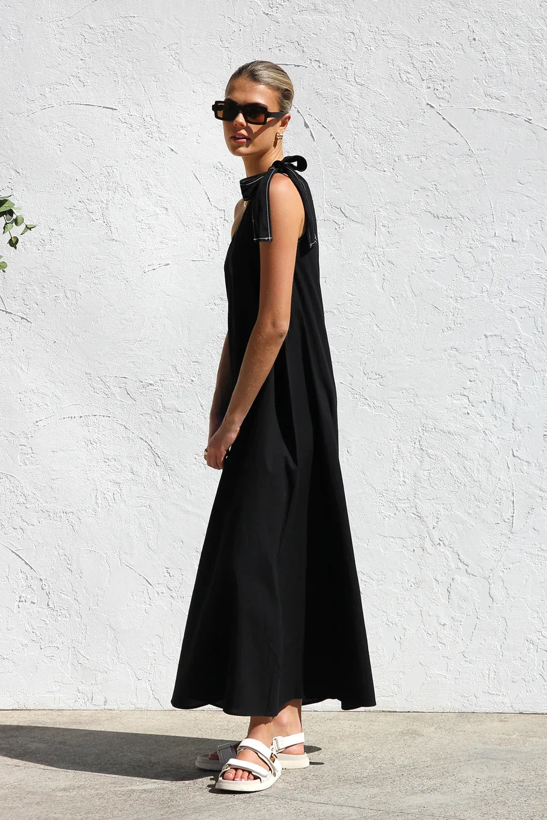 Summer One Shoulder Lace Up Maxi Dress