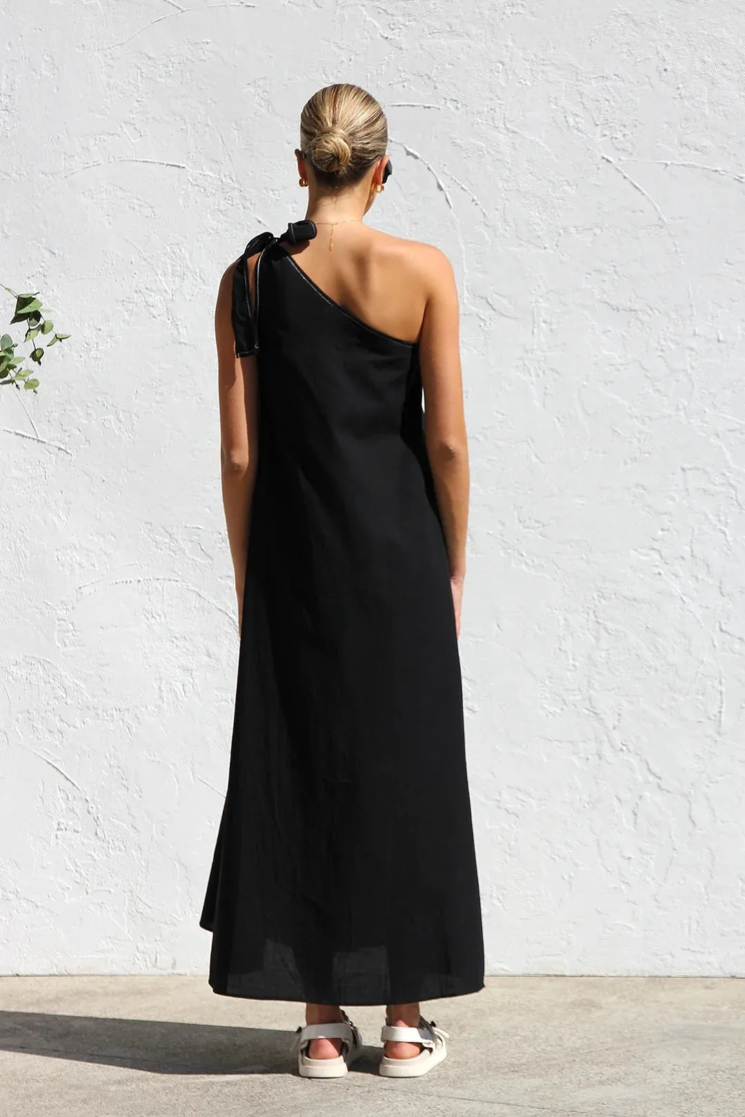 Summer One Shoulder Lace Up Maxi Dress