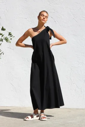 Summer One Shoulder Lace Up Maxi Dress