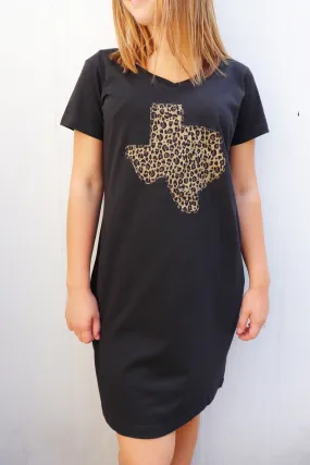 Sweet Leopard Custom Tshirt Dress [Black]