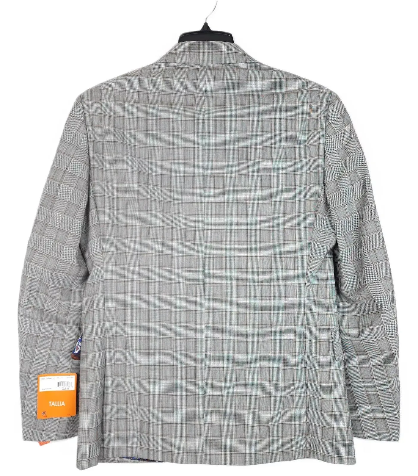 Tallia Men's Slim Fit Wool Sport Coat Blazer Grey Brown 36S Plaid