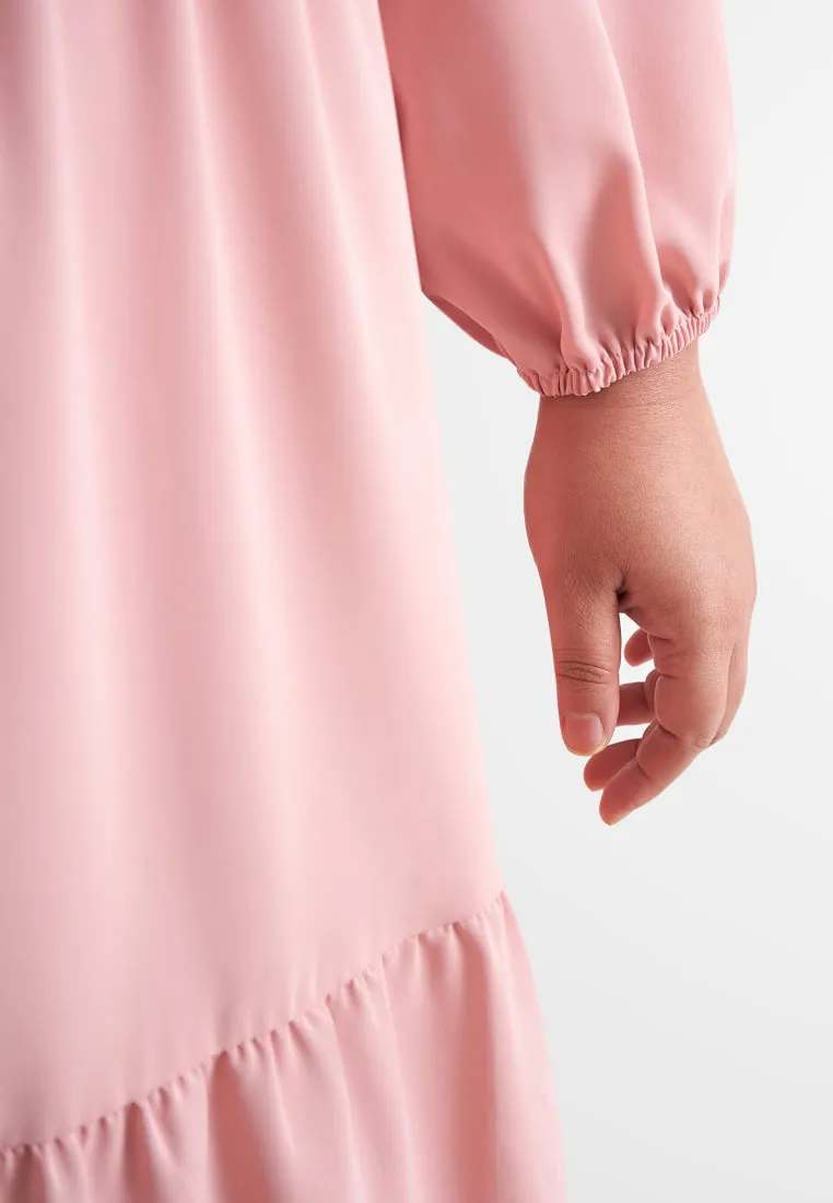 Tamera Half Button Tiered Long Dress