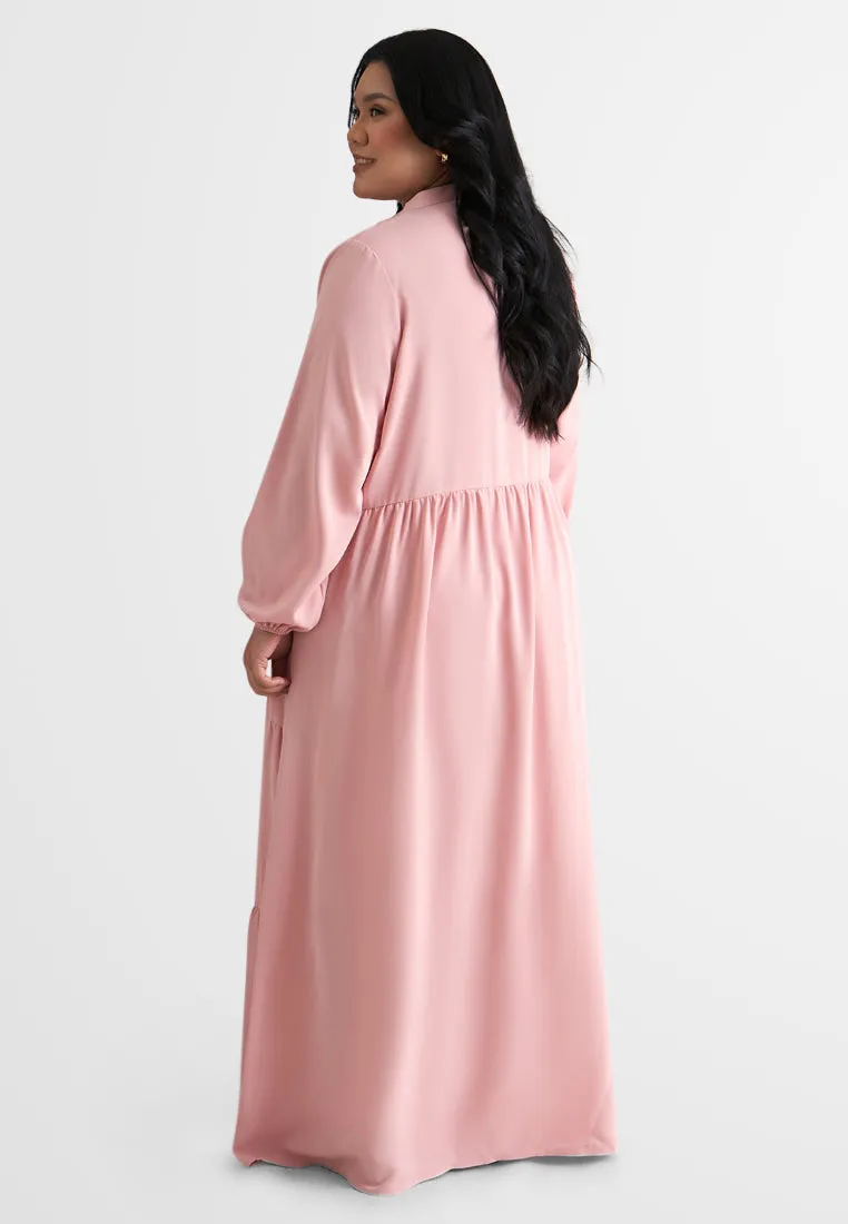 Tamera Half Button Tiered Long Dress