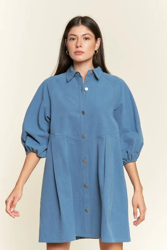 TEEK - Washed Denim Capri Sleeve Dress