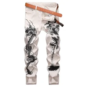 Tiger and Great Wall Printed Men Jeans
