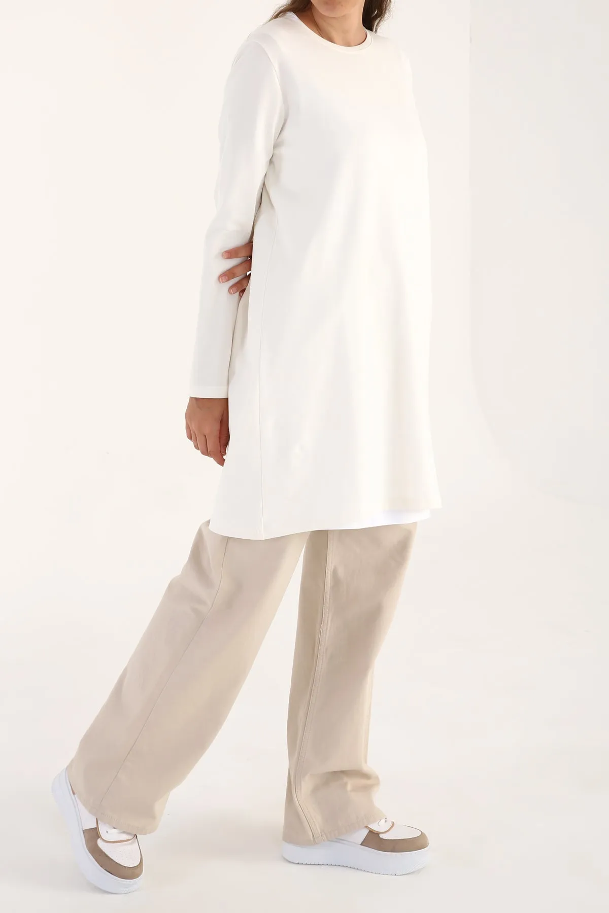 TLD Women Allday Ecru Plus Size Supreme Sweat Tunic - Old Bridge