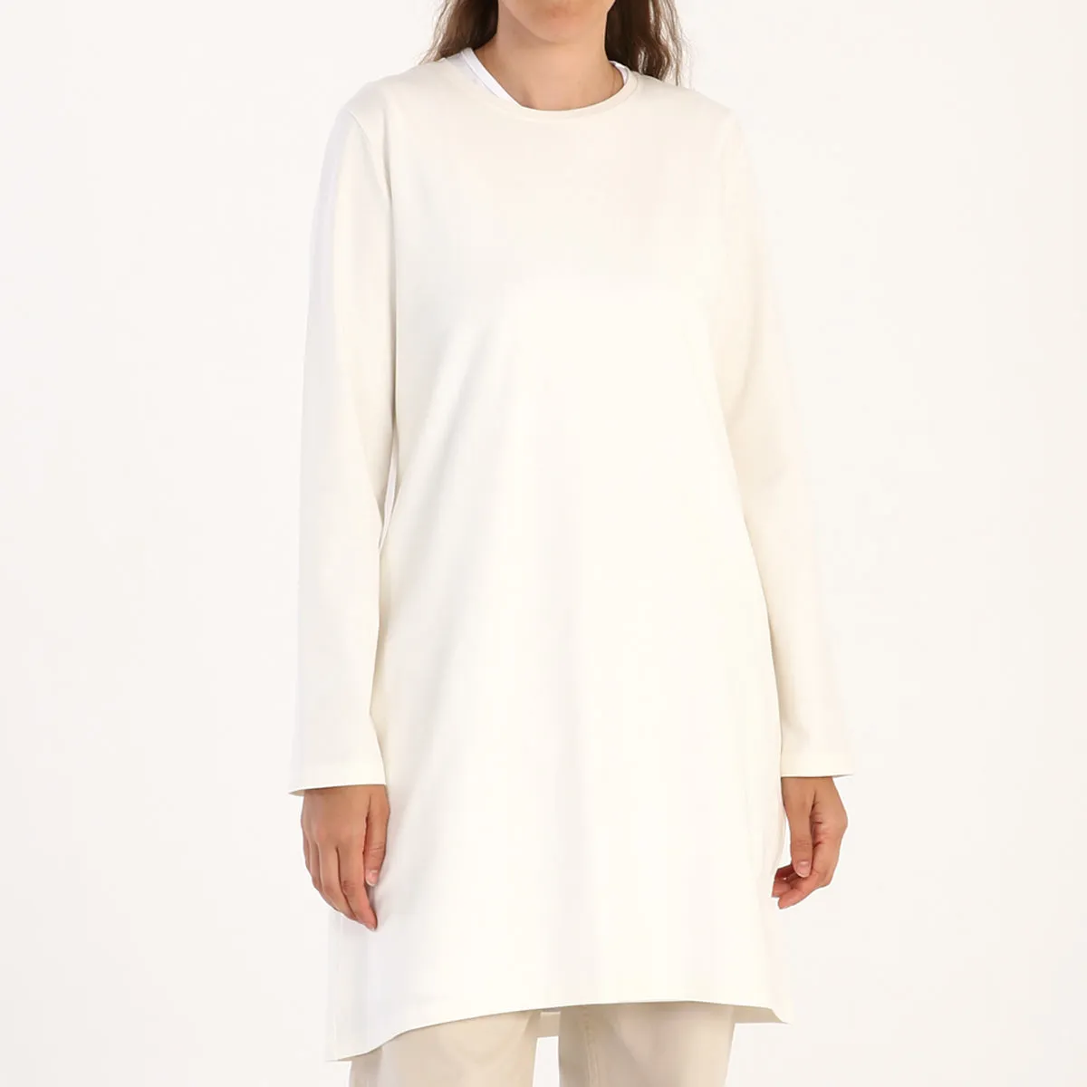 TLD Women Allday Ecru Plus Size Supreme Sweat Tunic - Old Bridge