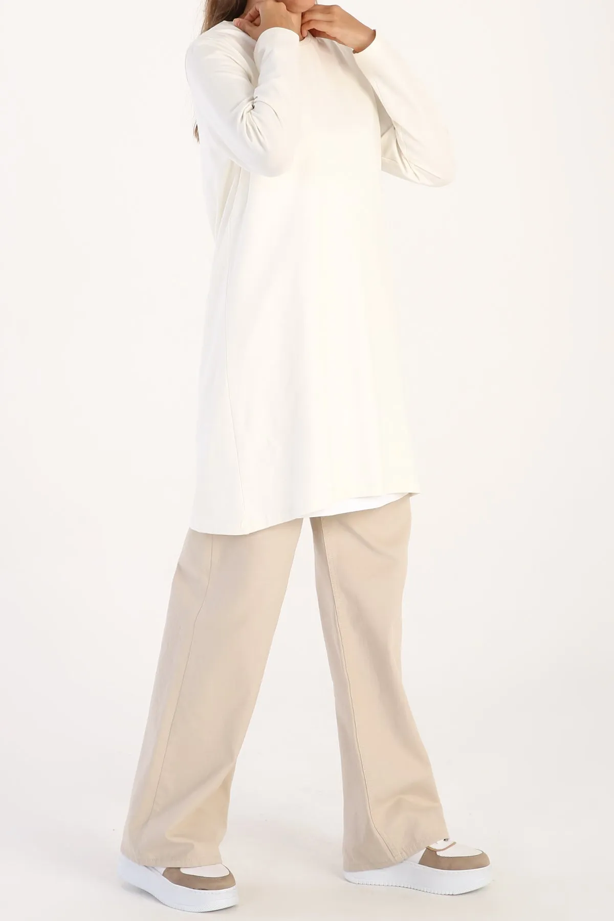 TLD Women Allday Ecru Plus Size Supreme Sweat Tunic - Old Bridge
