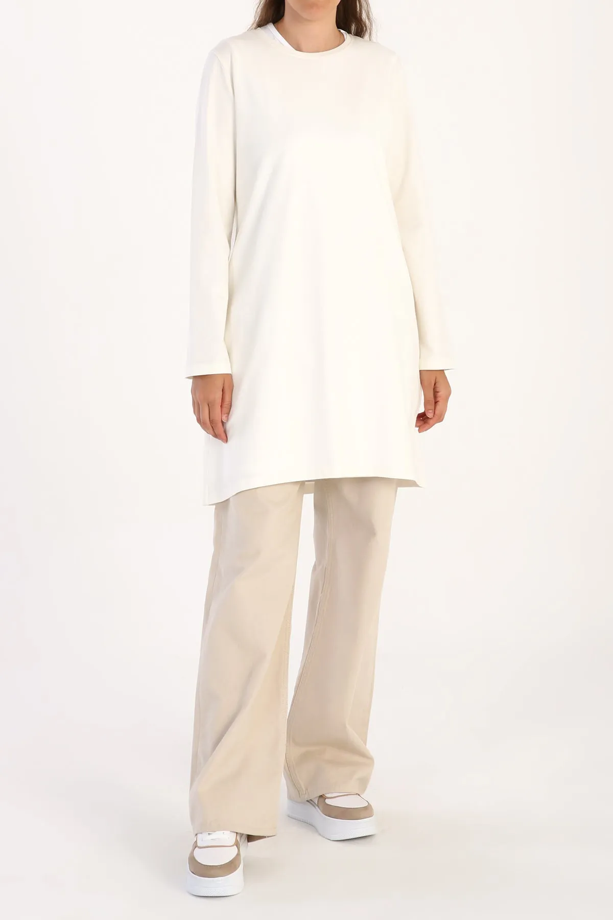 TLD Women Allday Ecru Plus Size Supreme Sweat Tunic - Old Bridge