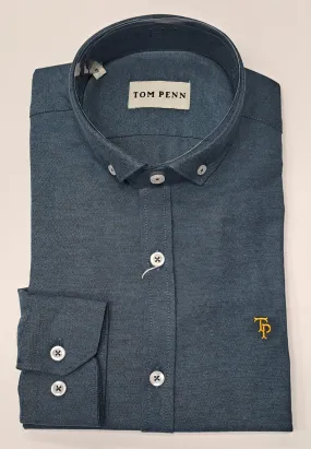 Tom Penn Long Sleeve Oxford Casual Shirt 330 - Blue/Black