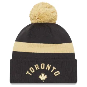 Toronto Raptors New Era Black and Gold City Edition 2022-23 Pom Knit Toque