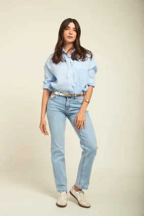 Toxik3 L21274-7 High Rise Straight Cut Jeans - Light Blue