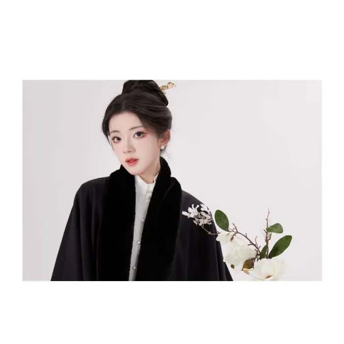 Traditional Chinese Embroidered Open Front Cape / High Waist Maxi A-Line Skirt / Long-Sleeve Blouse / Set