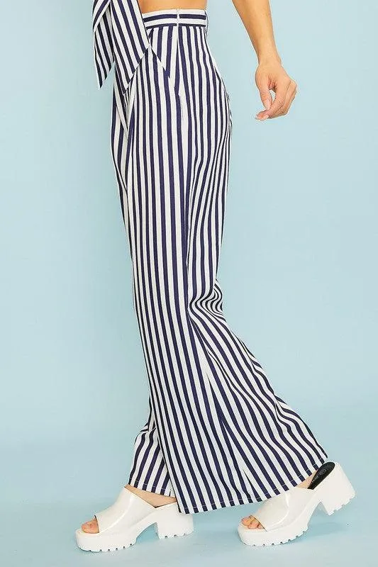 vertical stripe wide leg pants