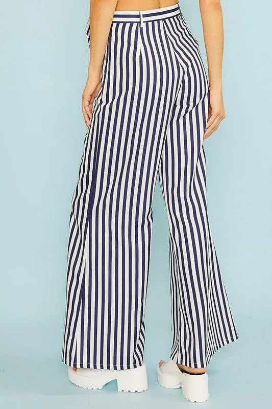 vertical stripe wide leg pants