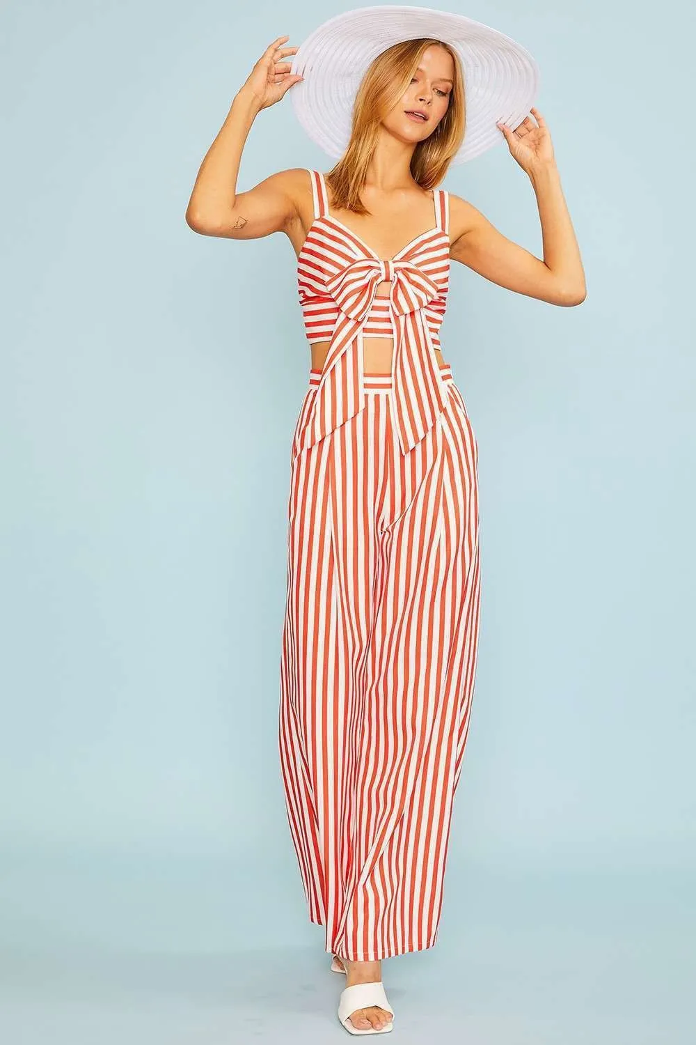 vertical stripe wide leg pants