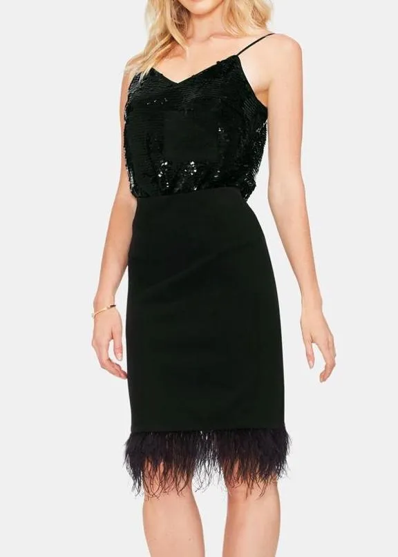 Vince Camuto Feather-Trim Pencil Skirt