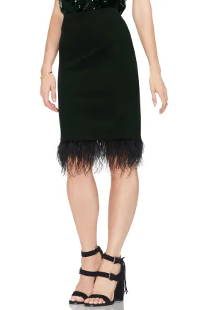Vince Camuto Feather-Trim Pencil Skirt