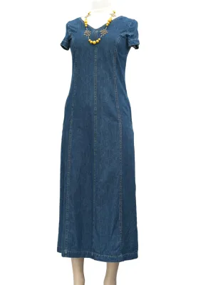 Vintage Laura Ashley Denim Dress • Short Sleeves