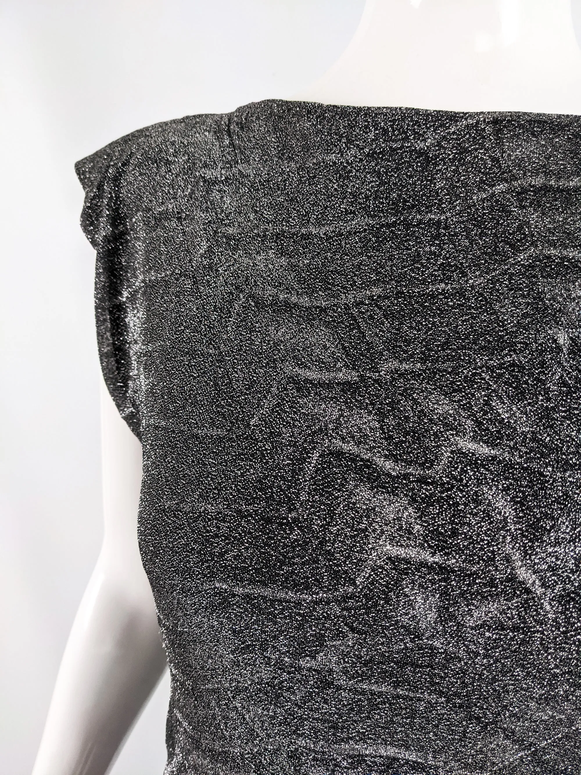Vintage Lightweight Crinkled Silver Lurex Dress, 1990s