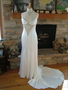 Vintage White Mermaid Prom Dress Wedding Dress     fg7199