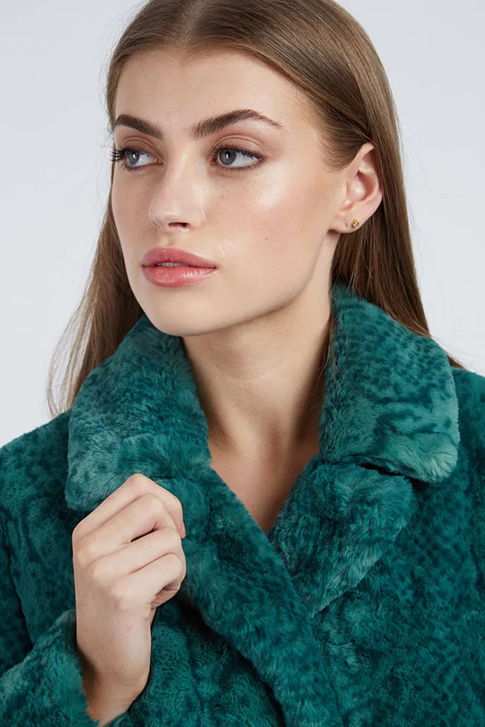 Wainwright Animal Print Fur Coat - Green