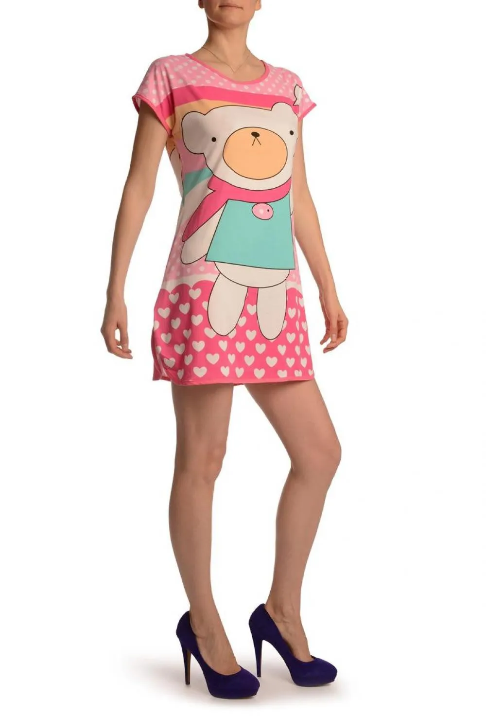 Waving Bear On Lavender Pink Lightweight Dress